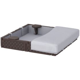 Kids Sandbox with Cover, 4 Corner Seats, Bottom Liner for Backyard, Garden, Outdoor, 47" x 47" x 9", Dark Brown