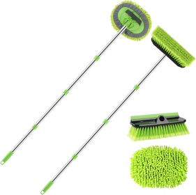 2 Pack Car Wash Brush with Long Handle  62" Microfiber Mop & Brush Combo