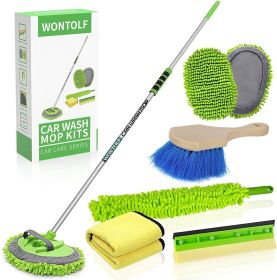 Wontolf 62 Car Wash Brush with Long Handle Chenille Microfiber Car Wash Mop Mitt Kit Car Detailing Brush Cleaning Kit Window Squeegee Car Duster