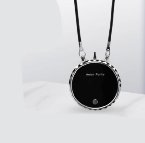 Portable hanging neck air purifier (Option: Black)
